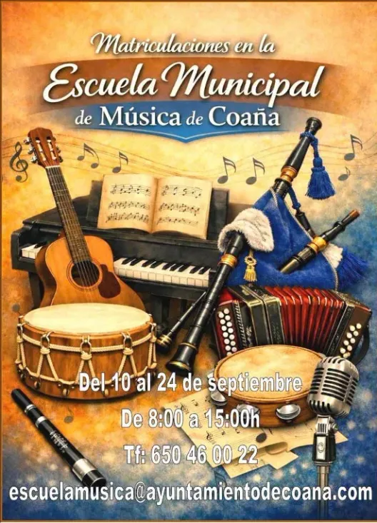 Se abre la matrícula para la Escuela de Música de Coaña de cara al curso 2026-2027
