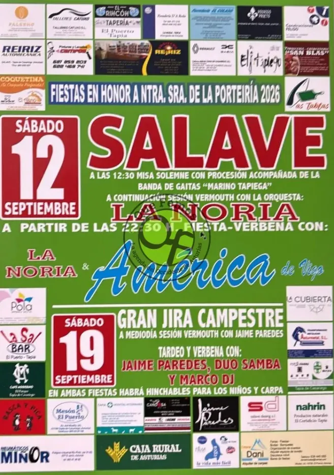 Fiestas de Nuestra Señora de la Porteiría 2026 en Salave