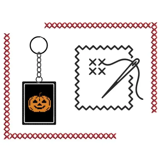 Halloween medieval: llaveros terroríficos de punto de cruz