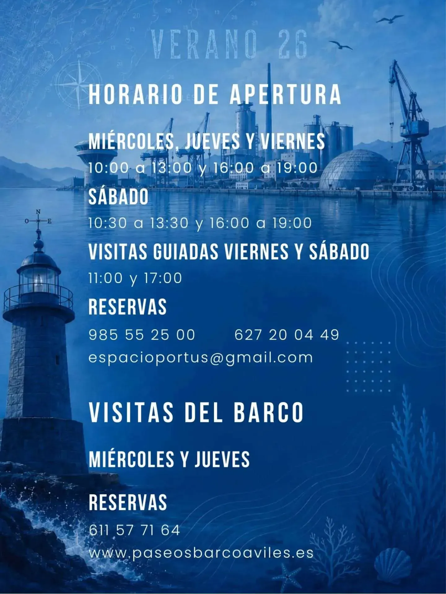 Centro de Interpretación ‘Espacio Portus ‘ y Cañones Submarinos de Avilés – Verano 2026