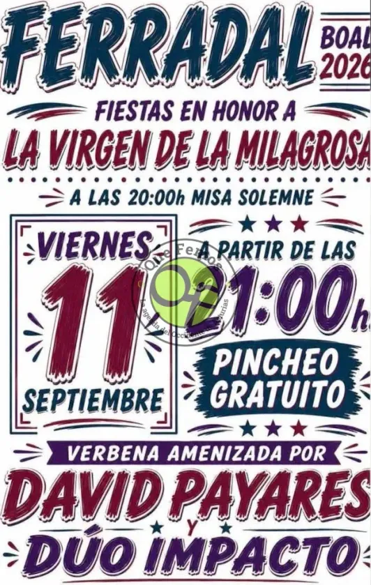 Fiestas de la Milagrosa 2026 en Ferradal