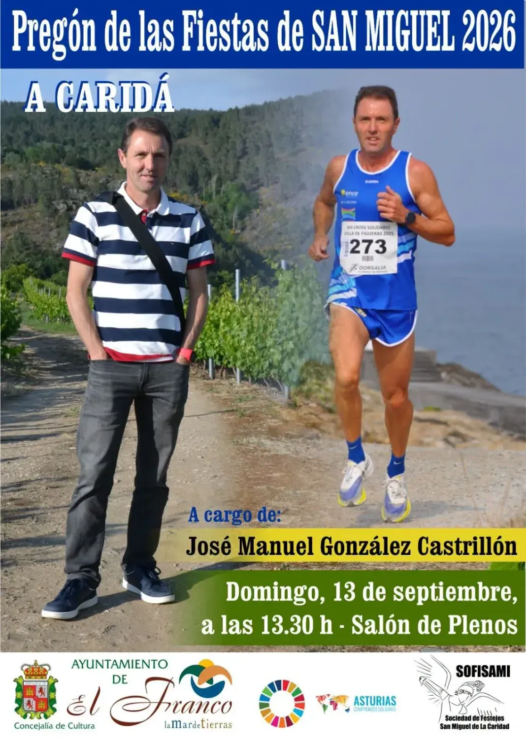 José Manuel González Castrillón será el pregonero de las Fiestas de San Miguel 2026 en A Caridá