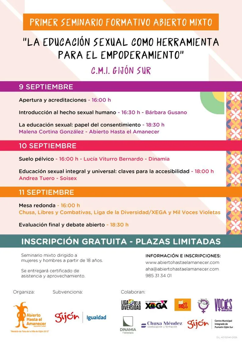 Seminario formativo: "La educación sexual como herramienta para el empoderamiento".