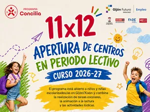 Programa 11x12. Apertura de centros en periodo lectivo. Curso 2026 -2027. Plazo de inscripción abierto
