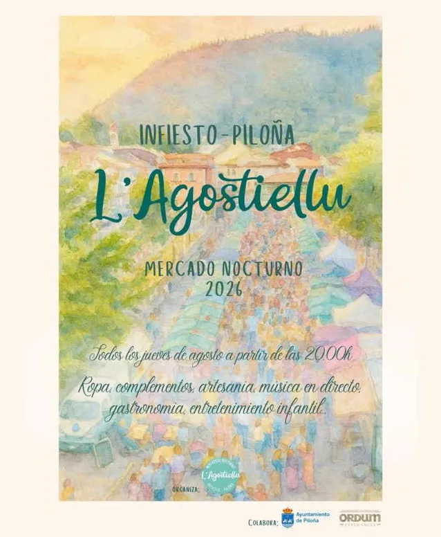 Agostiellu. Night market in Infiesto. Piloña