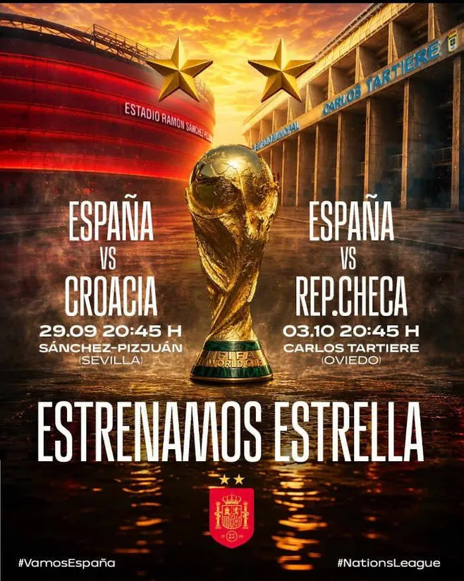 Estrenamos estrella. España - República Checa. Partido de fútbol en Oviedo