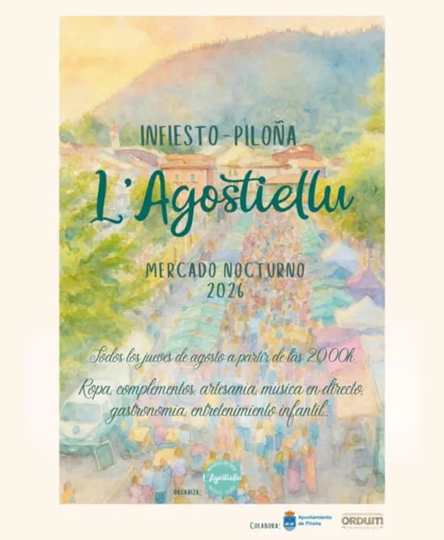 Agostiellu. Night market in Infiesto. Piloña