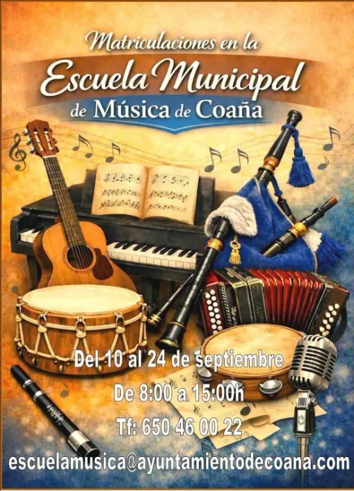 Se abre la matrícula para la Escuela de Música de Coaña de cara al curso 2026-2027