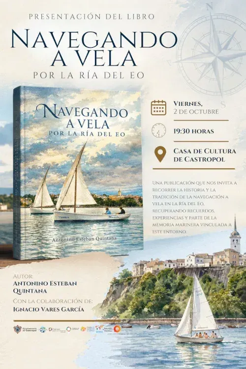 Castropol hosts the presentation of the book "Navegando a vela por la Ría del Eo"