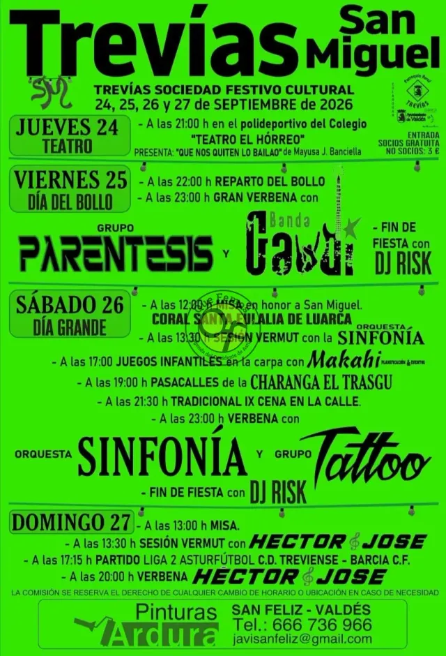 San Miguel Festivals 2026 in Trevías