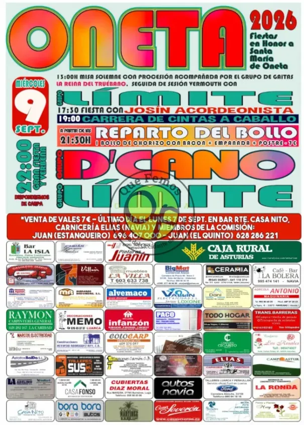 Fiestas de Santa María 2026 en Oneta