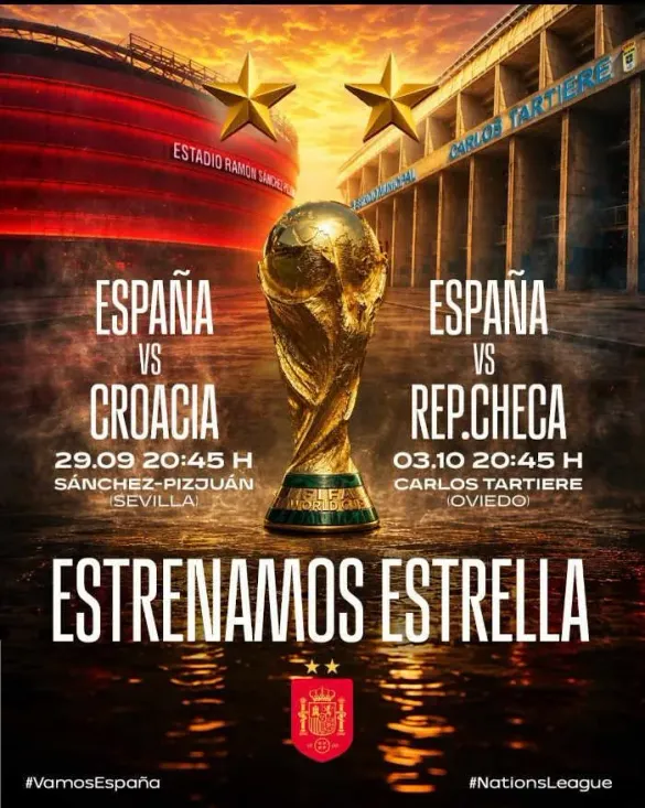 Estrenamos estrella. España - República Checa. Partido de fútbol en Oviedo