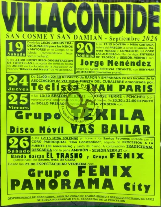 Fiestas de San Cosme y San Damián 2026 en Villacondide