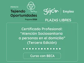 Proyecto Tejiendo Oportunidades. Certificado Profesional de Atención sociosanitaria a personas en el domicilio. Programa Éfeso