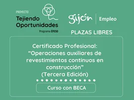 Proyecto Tejiendo Oportunidades. Certificado Profesional de Operaciones auxiliares de revestimientos continuos en construcción. Programa Éfeso