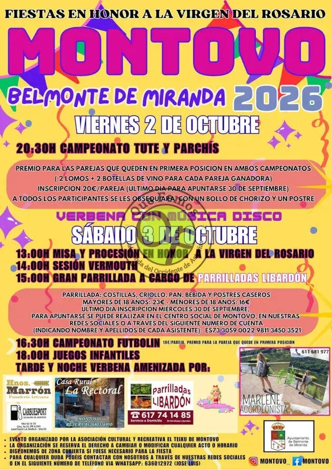 Fiestas del Rosario 2026 en Montovo