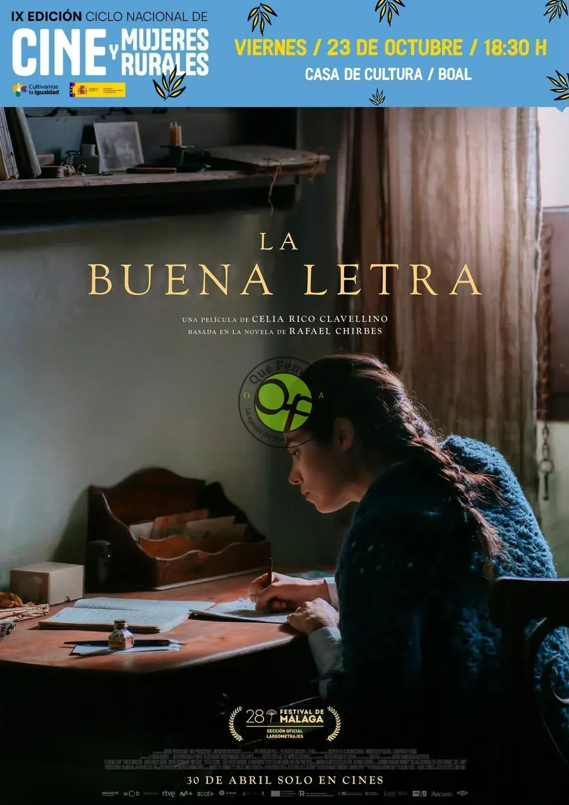 Boal acogerá la proyección de "La buena letra" dentro del Ciclo Nacional de Cine y Mujeres Rurales