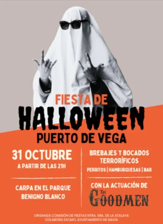 Halloween Party 2026 in Puerto de Vega with a concert by The Goodmen