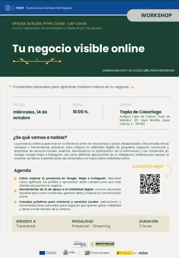 Taller gratuito sobre visibilidad online en Tapia de Casariego